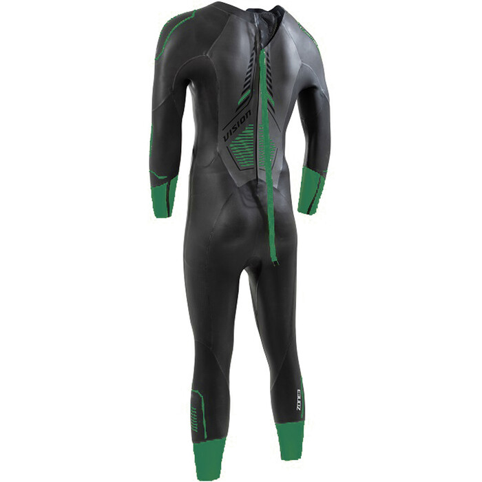 2024 Zone3 Mens Terraprene Vision Back Zip Swim Wetsuit WS24MVIS101 - Black / Forest Green